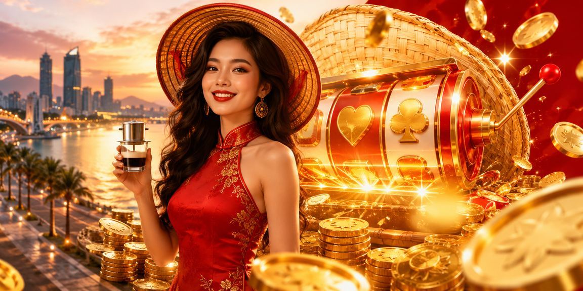 Người chơi tại Đà Nẵng khám phá slots và kiểm tra tiền thưởng với hình ảnh nón lá Việt Nam