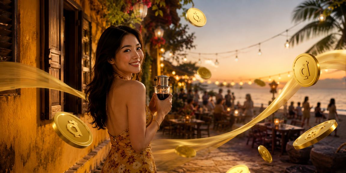 Người dùng kiểm tra cashback và tiền thưởng tại quán cà phê Hội An